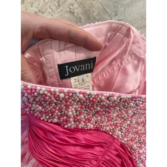 Jovani Pink Strapless Sequin Butterfly Prom Cocktail Short Dress Size 6 - Picture 6 of 6
